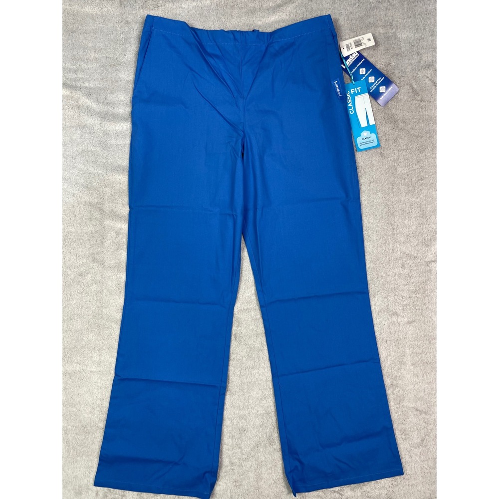 NWT Landau Essentials Classic Fit Scrub Pants Womens Small Blue Drawstring 8335⁠